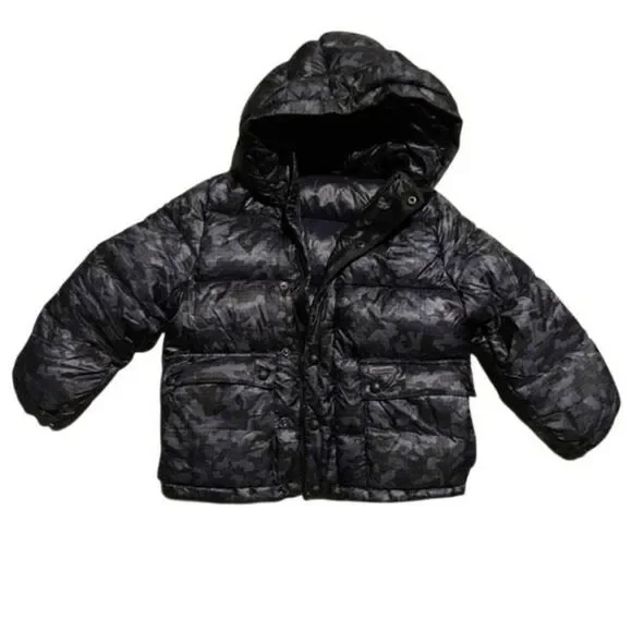 BURBERRY CAMO PUFFER JACKET BLUE BLACK YOUTH SIZE 5Y - Picture 5 of 7